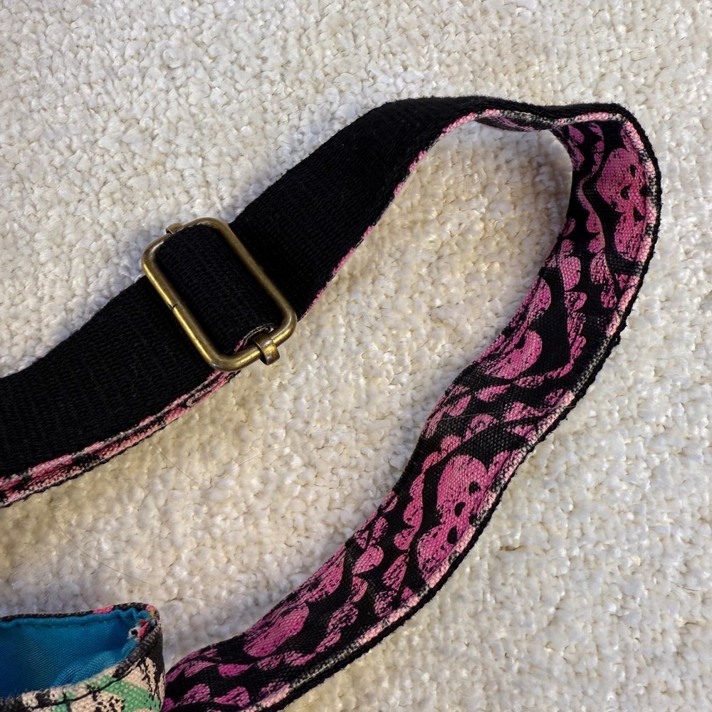Y2K Mudd Boho Floral Print Shoulder Bag Crossbody Teal‎ Lining Snap Close Fringe - Picture 4 of 12